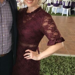Lulus Merlot color lace dress worn once.